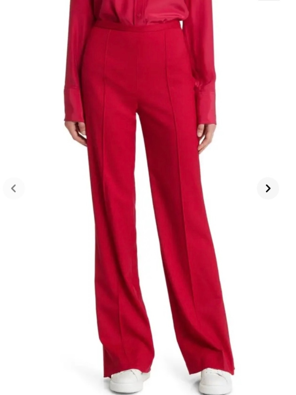 ARGENT Slim Pintuck Trouser In Seasonless Wool Cranberry SZ 2